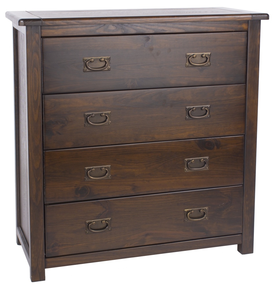 Product photograph of Boston Dark Wood 4 Drawer Chest from Choice Furniture Superstore.