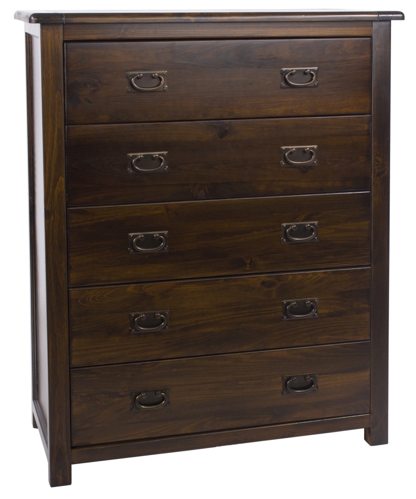Product photograph of Boston Dark Wood 5 Drawer Chest from Choice Furniture Superstore.