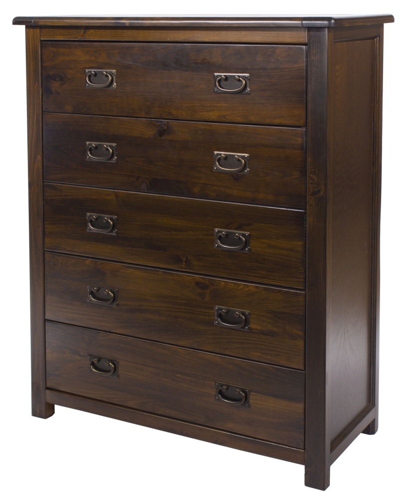 Product photograph of Boston Dark Wood 5 Drawer Chest from Choice Furniture Superstore.