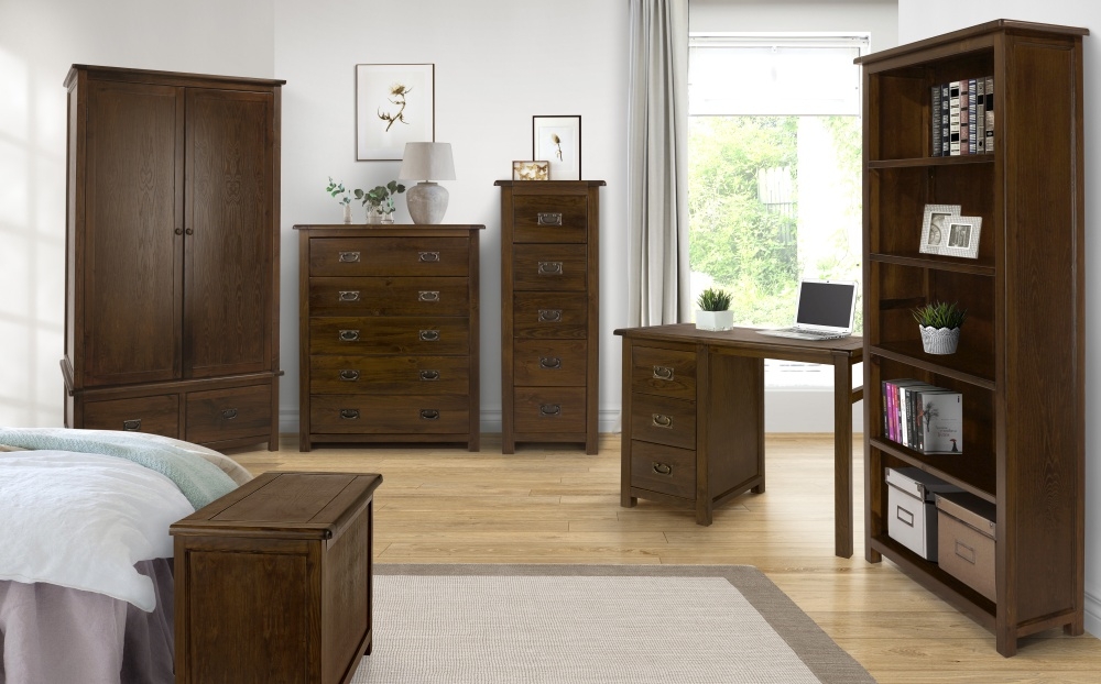 Product photograph of Boston Dark Wood 5 Drawer Chest from Choice Furniture Superstore.