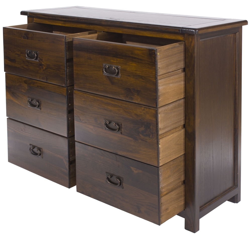 Product photograph of Boston Dark Wood 3 3 Drawer Wide Chest from Choice Furniture Superstore.