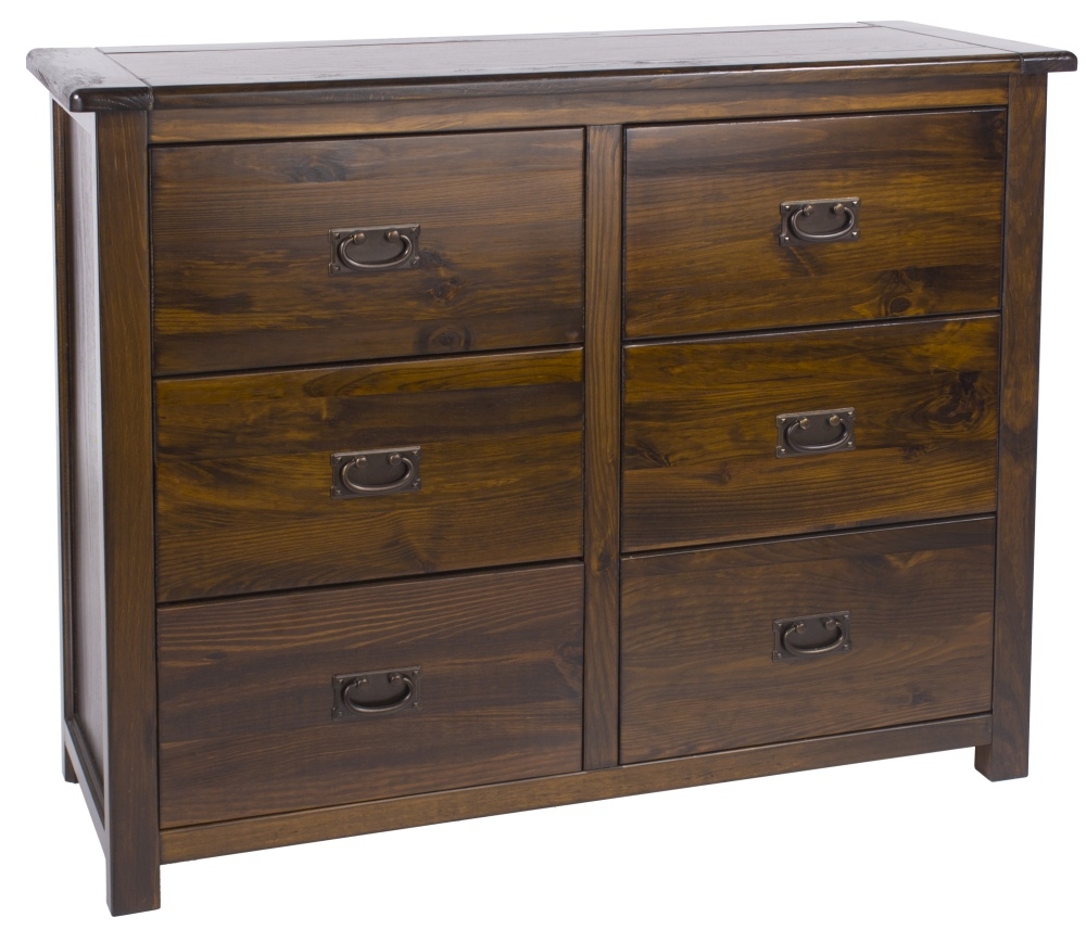 Product photograph of Boston Dark Wood 3 3 Drawer Wide Chest from Choice Furniture Superstore.