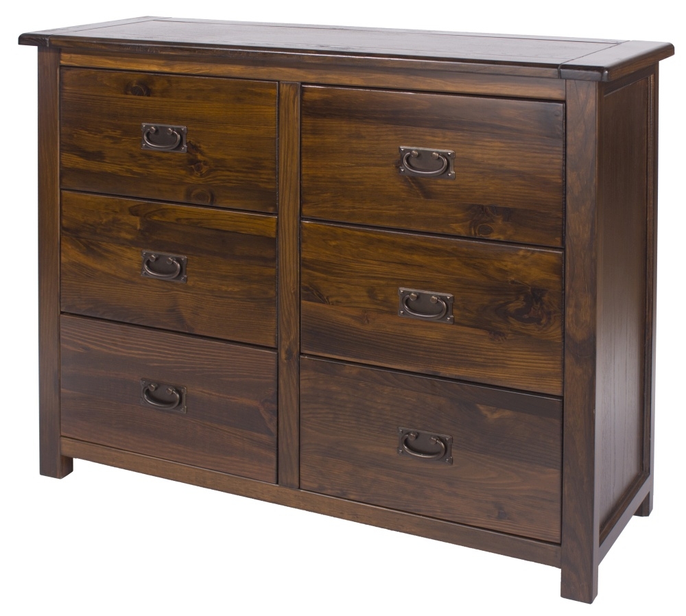 Product photograph of Boston Dark Wood 3 3 Drawer Wide Chest from Choice Furniture Superstore.