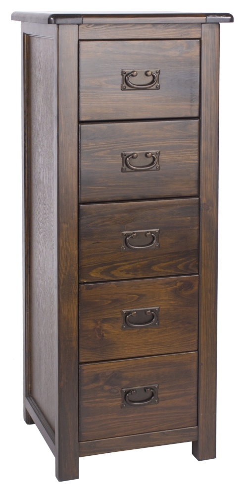 Product photograph of Boston Dark Wood 5 Drawer Narrow Chest from Choice Furniture Superstore.