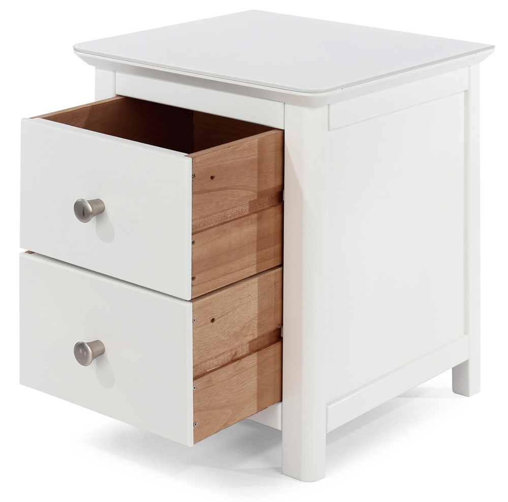Product photograph of Narin White 2 Drawer Bedside Cabinet from Choice Furniture Superstore.