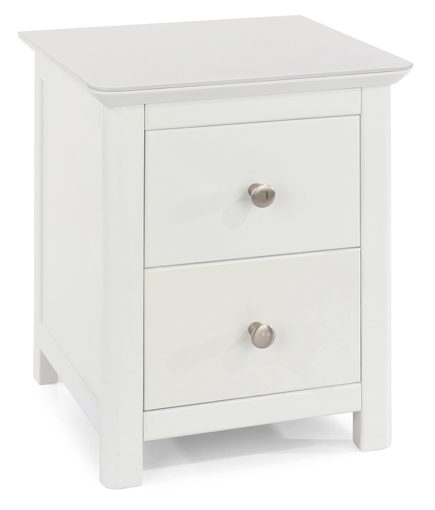 Product photograph of Narin White 2 Drawer Bedside Cabinet from Choice Furniture Superstore.