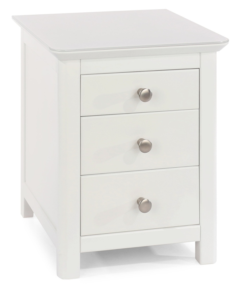 Product photograph of Radley White 3 Drawer Bedside Cabinet from Choice Furniture Superstore.