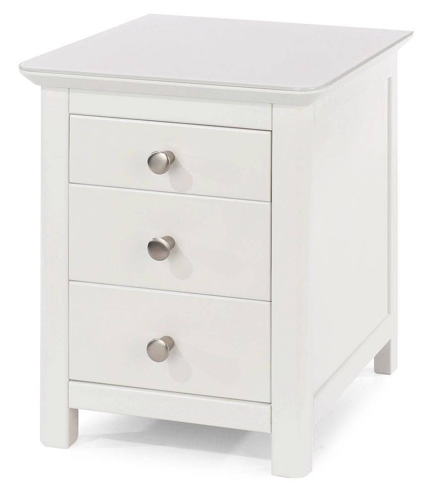 Product photograph of Radley White 3 Drawer Bedside Cabinet from Choice Furniture Superstore.