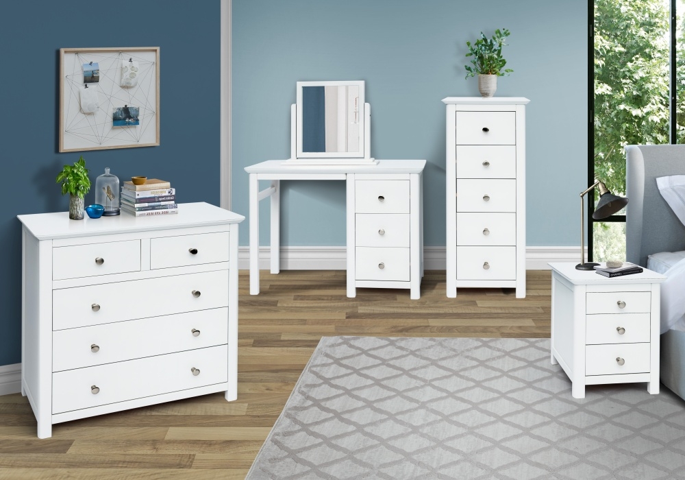 Product photograph of Radley White 3 Drawer Bedside Cabinet from Choice Furniture Superstore.