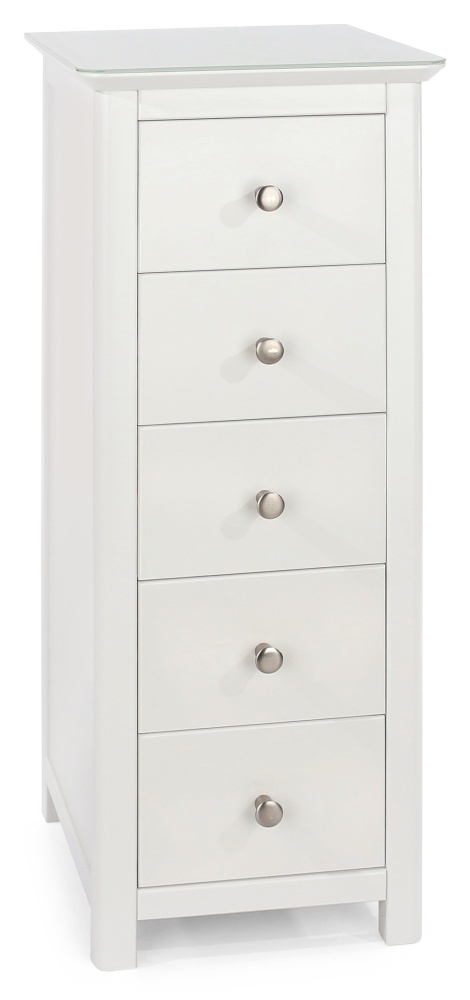 Product photograph of Narin White 5 Drawer Narrow Chest from Choice Furniture Superstore.