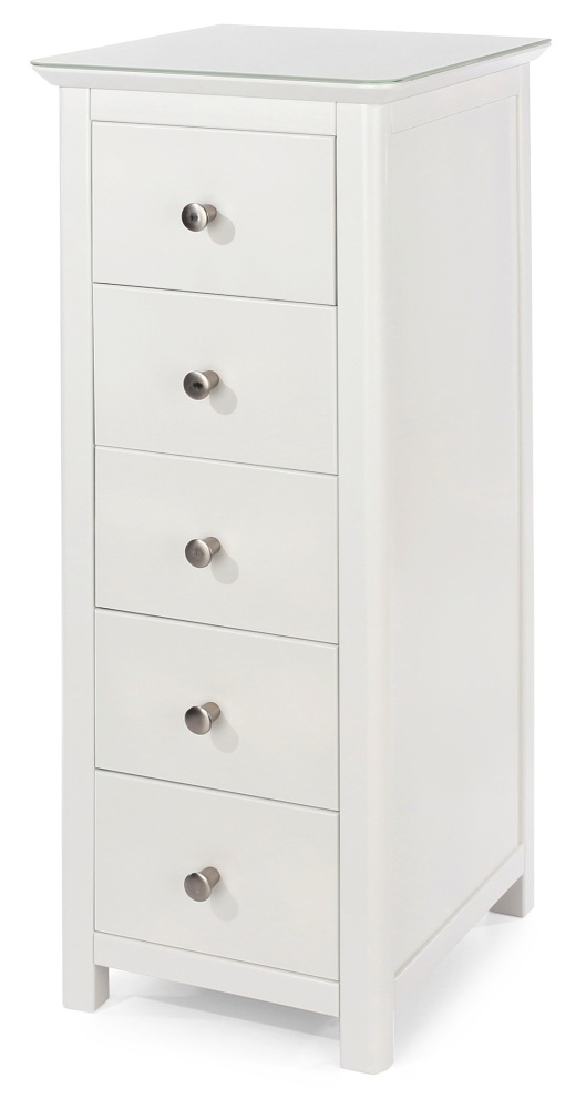 Product photograph of Narin White 5 Drawer Narrow Chest from Choice Furniture Superstore.