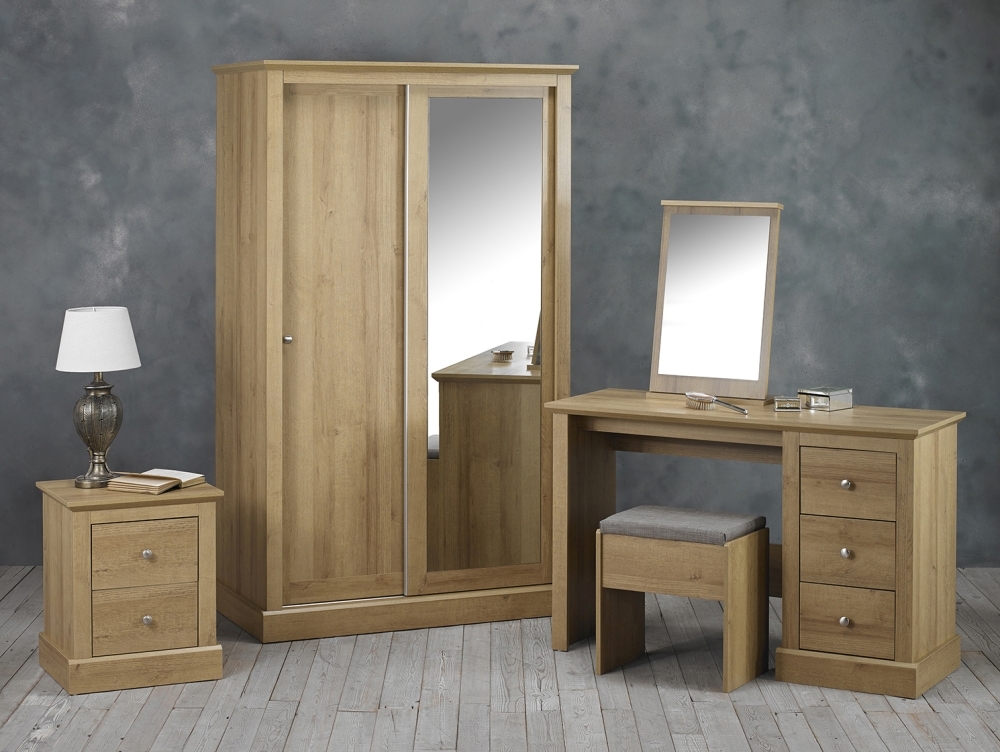 Product photograph of Devon Oak 2 Door Sliding Wardrobe from Choice Furniture Superstore.