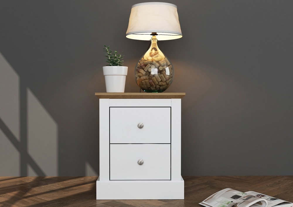 Product photograph of Devon White Bedside Cabinet from Choice Furniture Superstore.