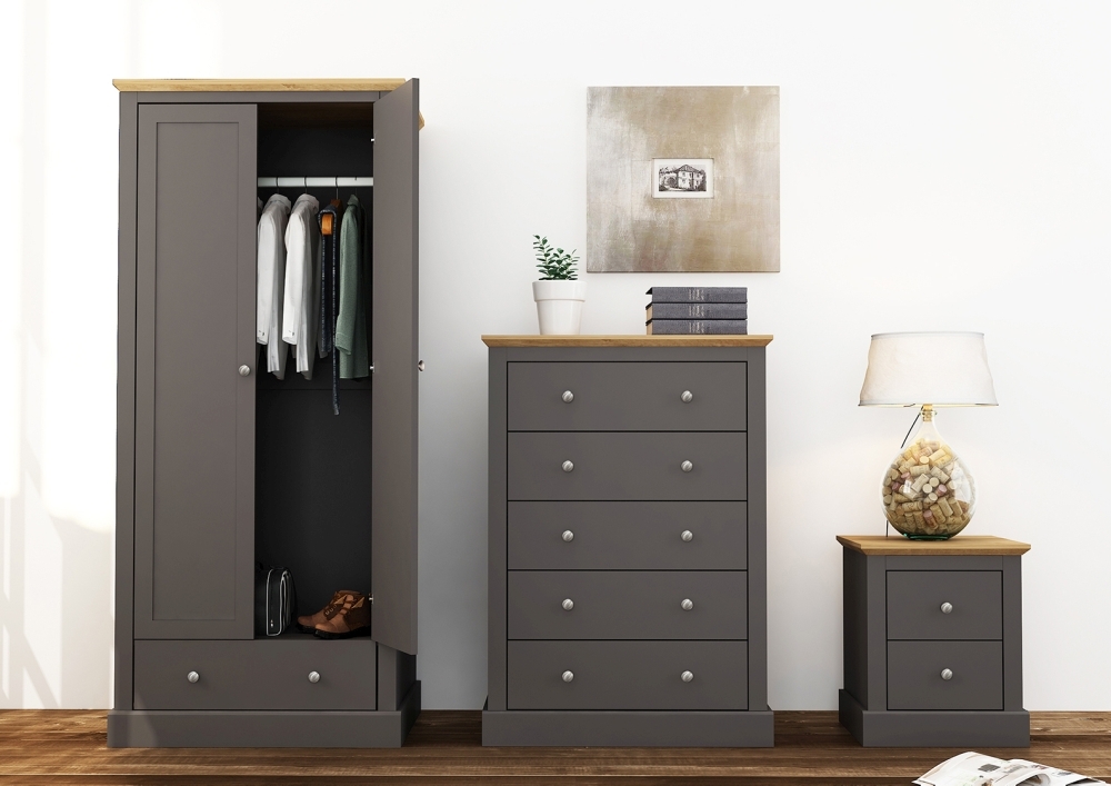 Product photograph of Devon Charcoal 2 Door Wardrobe from Choice Furniture Superstore.