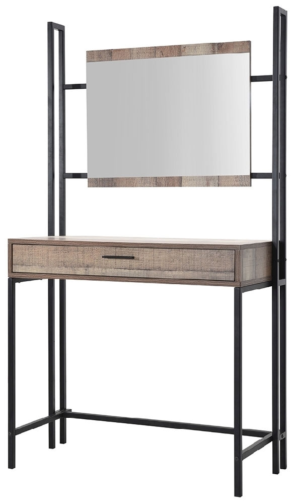 Product photograph of Hoxton Industrial Rustic Oak Effect Dressing Table With Mirror from Choice Furniture Superstore.