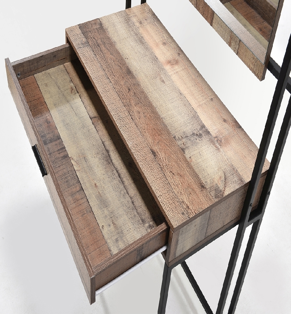 Product photograph of Hoxton Industrial Rustic Oak Effect Dressing Table With Mirror from Choice Furniture Superstore.