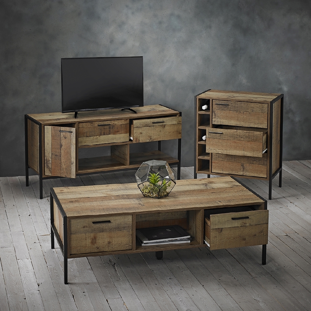 Product photograph of Hoxton Industrial Chic Storage Coffee Table from Choice Furniture Superstore.