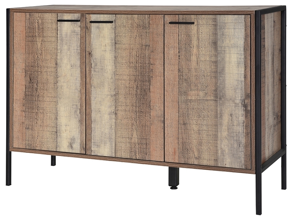 Product photograph of Hoxton Industrial Chic 3 Door Sideboard from Choice Furniture Superstore.