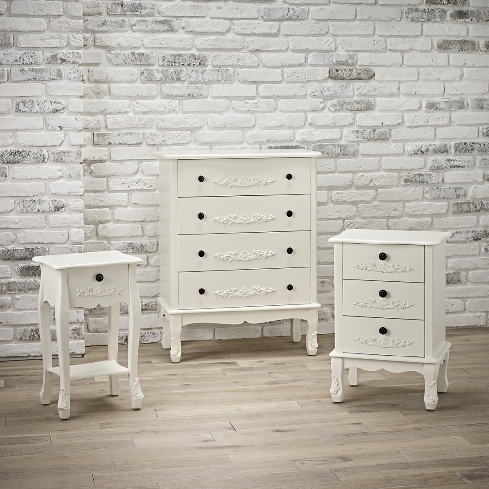 Product photograph of Antoinette French Style White 1 Drawer Night Stand from Choice Furniture Superstore.