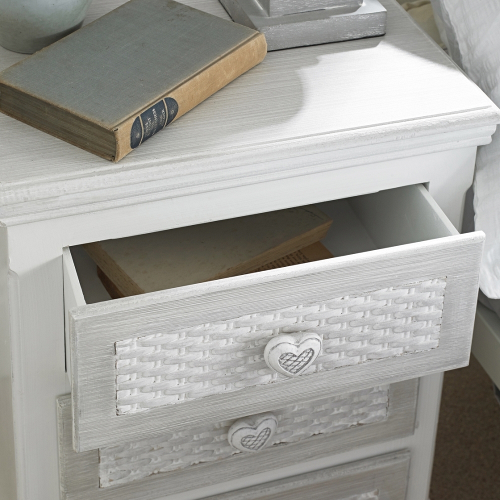 Product photograph of Brittany French Style 3 Drawer Bedside Cabinet - White And Grey from Choice Furniture Superstore.