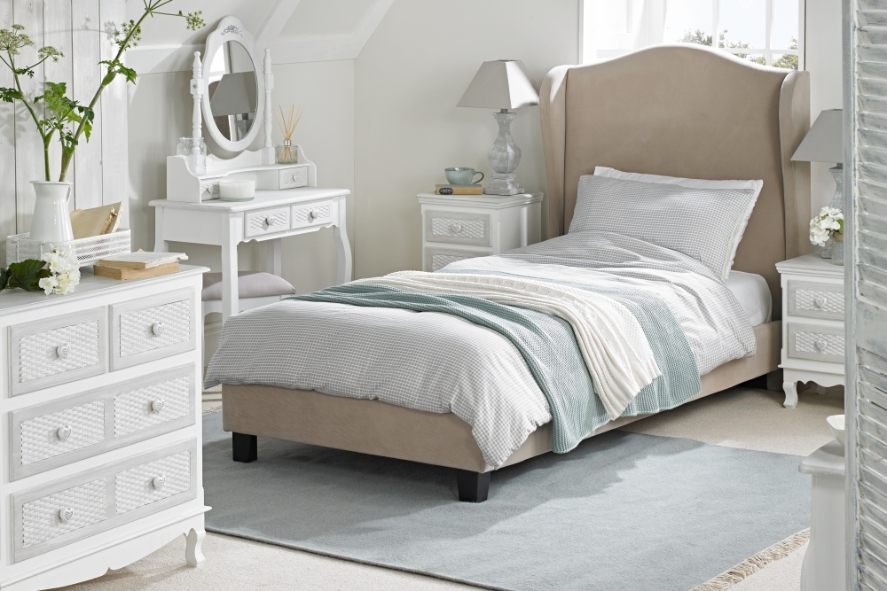 Product photograph of Brittany French Style 3 Drawer Bedside Cabinet - White And Grey from Choice Furniture Superstore.