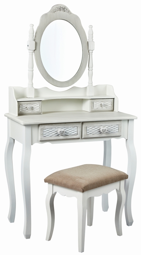 Product photograph of Brittany French Style Dressing Set - White And Grey from Choice Furniture Superstore.