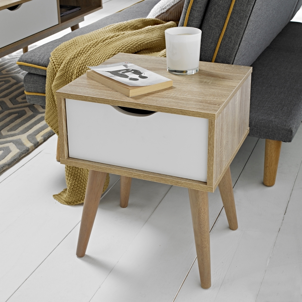 Product photograph of Scandi Oak Lamp Table - White from Choice Furniture Superstore.