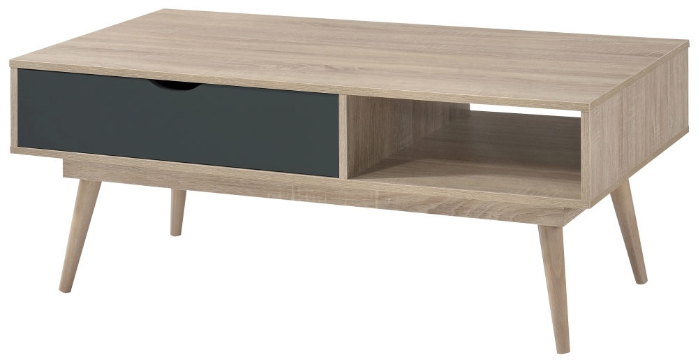 Product photograph of Scandi Oak Coffee Table - Grey from Choice Furniture Superstore.