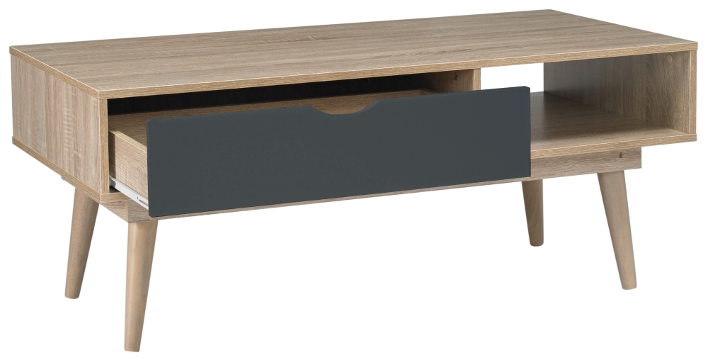 Product photograph of Scandi Oak Coffee Table - Grey from Choice Furniture Superstore.