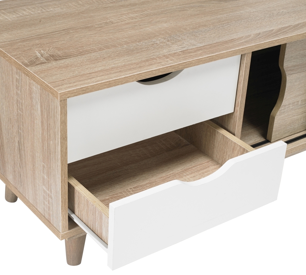 Product photograph of Scandi Oak Effect 120cm Tv Unit - White from Choice Furniture Superstore.