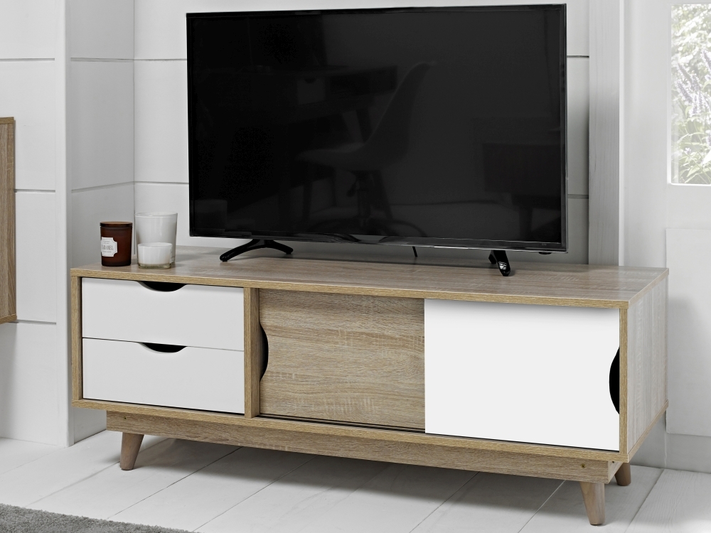 Product photograph of Scandi Oak Effect 120cm Tv Unit - White from Choice Furniture Superstore.