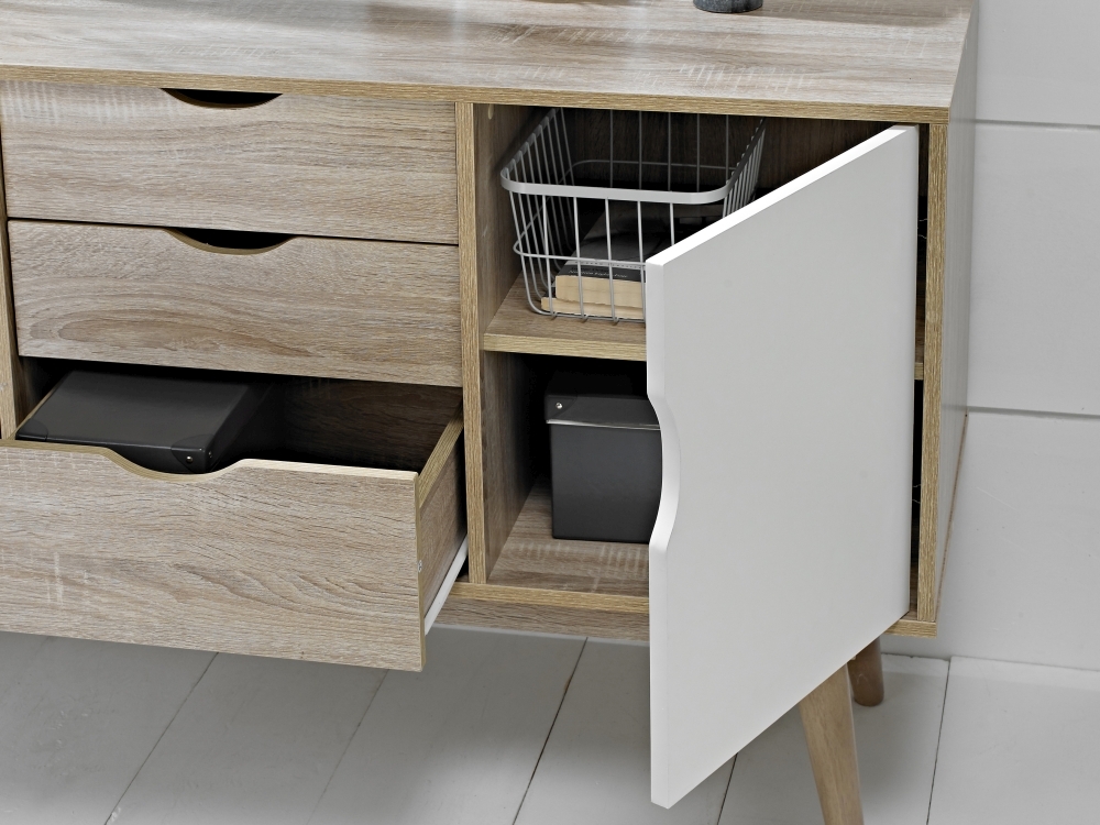 Product photograph of Scandi 2 Door 3 Drawer Sideboard from Choice Furniture Superstore.