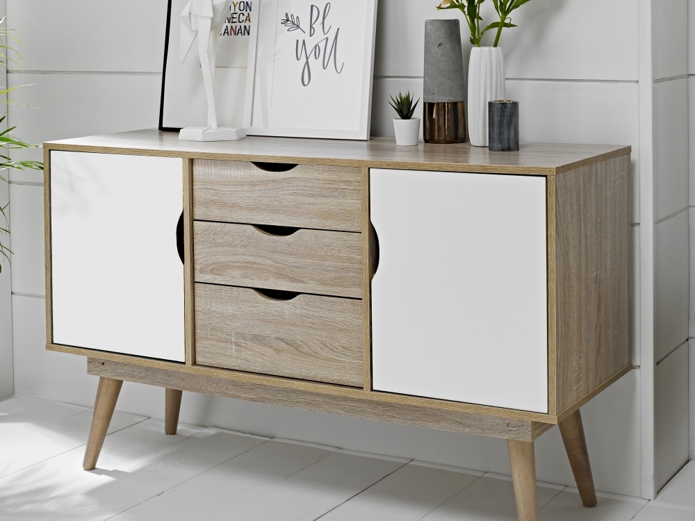 Product photograph of Scandi 2 Door 3 Drawer Sideboard from Choice Furniture Superstore.