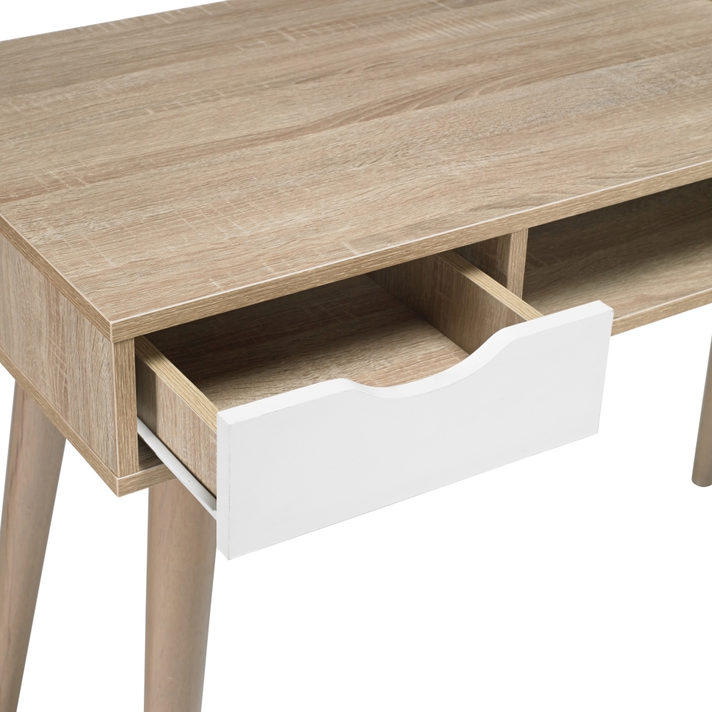 Product photograph of Scandi Oak Effect 2 Drawer Desk - White from Choice Furniture Superstore.