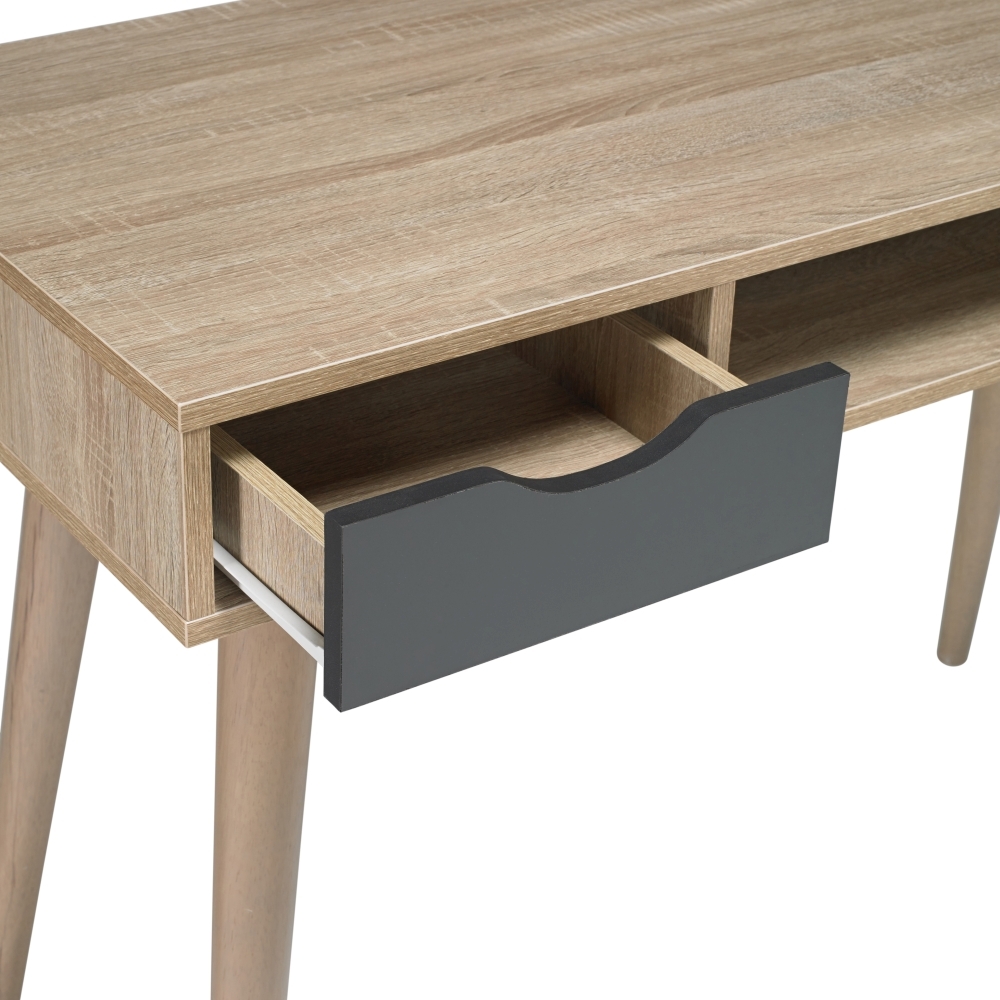 Product photograph of Scandi Oak Desk - White And Grey from Choice Furniture Superstore.