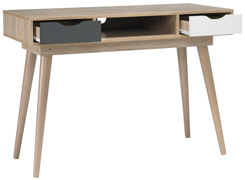 Product photograph of Scandi Oak Desk - White And Grey from Choice Furniture Superstore.