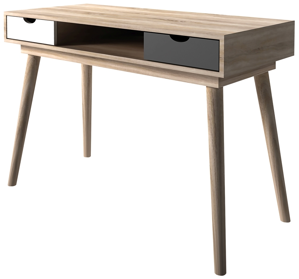 Product photograph of Scandi Oak Desk - White And Grey from Choice Furniture Superstore.