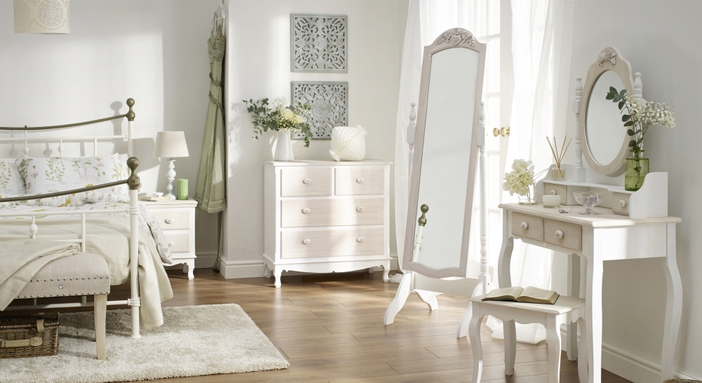Product photograph of Juliette French Style White Cheval Mirror from Choice Furniture Superstore.