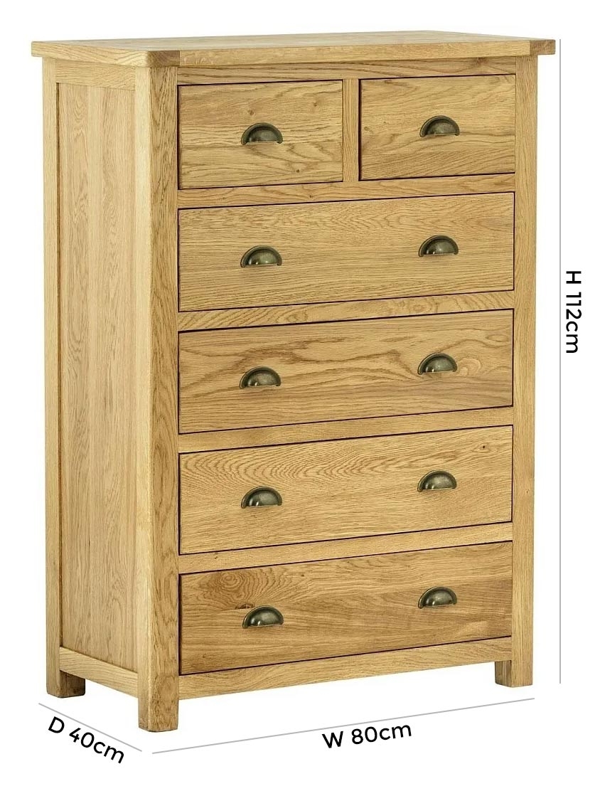 Product photograph of Portland 2 Over 4 Drawer Chest - Comes In Oak Stone Painted Ivory White Painted from Choice Furniture Superstore.