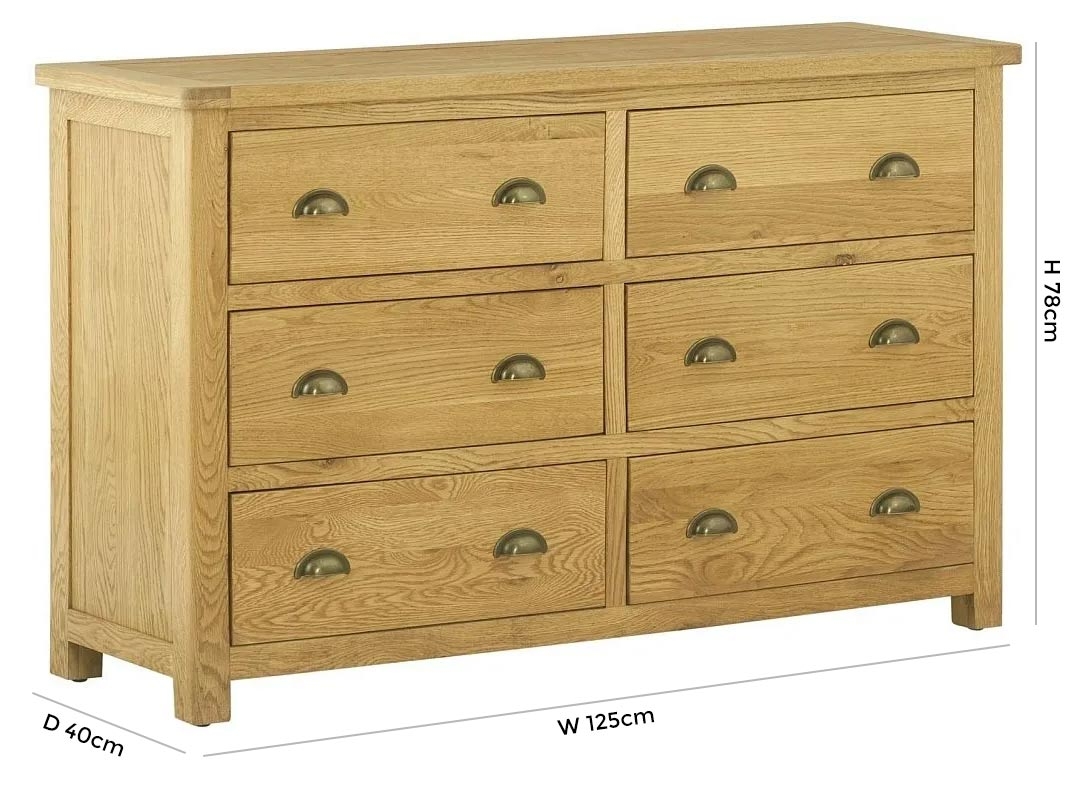 Product photograph of Portland 6 Drawer Chest - Comes In Oak Stone Painted Ivory White Painted from Choice Furniture Superstore.