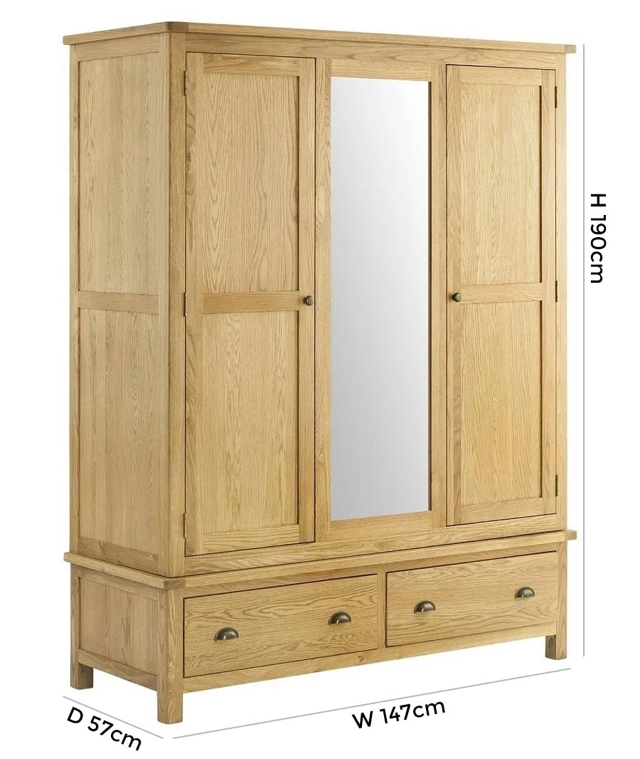 Product photograph of Portland 3 Door Triple Wardrobe - Comes In Oak Stone Painted Ivory White Painted from Choice Furniture Superstore.