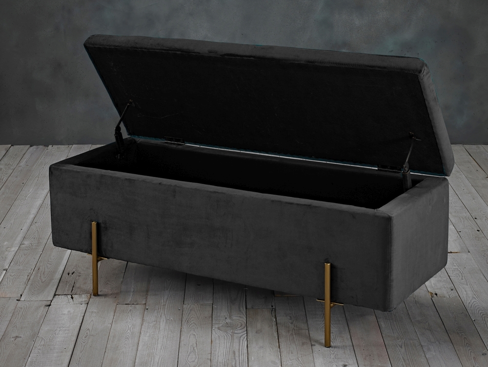 Product photograph of Lola Grey Velvet Fabric Ottoman Bench from Choice Furniture Superstore.