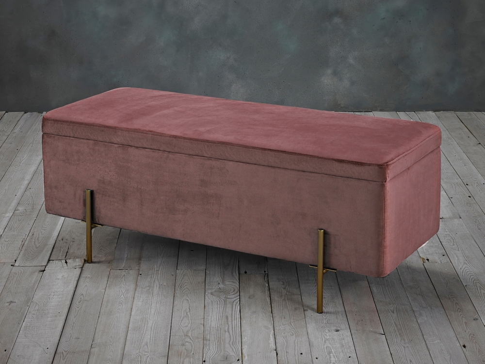 Product photograph of Lola Pink Velvet Fabric Ottoman Bench from Choice Furniture Superstore.