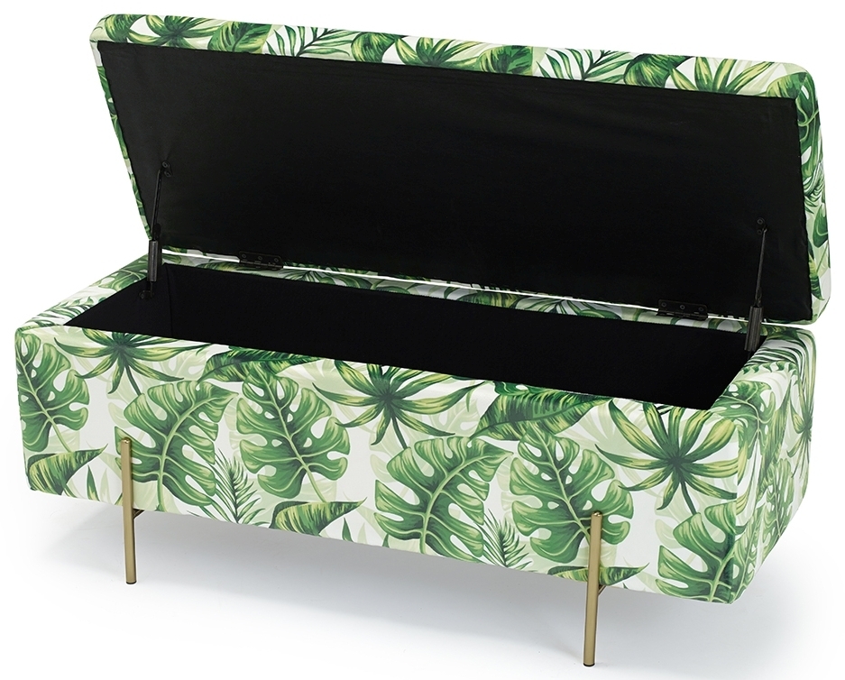 Product photograph of Lola Palm Print Fabric Ottoman Bench from Choice Furniture Superstore.