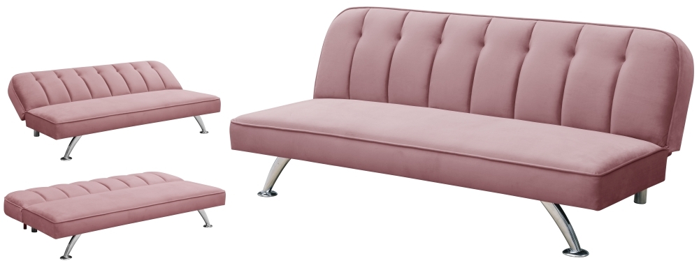 Product photograph of Brighton Pink Velvet Sofabed from Choice Furniture Superstore.