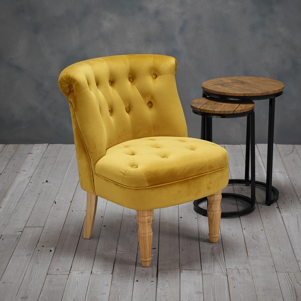 Product photograph of Charlotte French Style Mustard Velvet Chair from Choice Furniture Superstore.