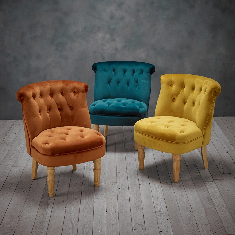 Product photograph of Charlotte French Style Mustard Velvet Chair from Choice Furniture Superstore.