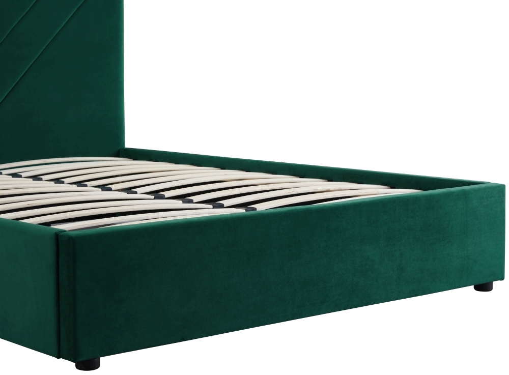 Product photograph of Islington Forest Green Velvet Upholstered 4ft 6in Double Bed from Choice Furniture Superstore.