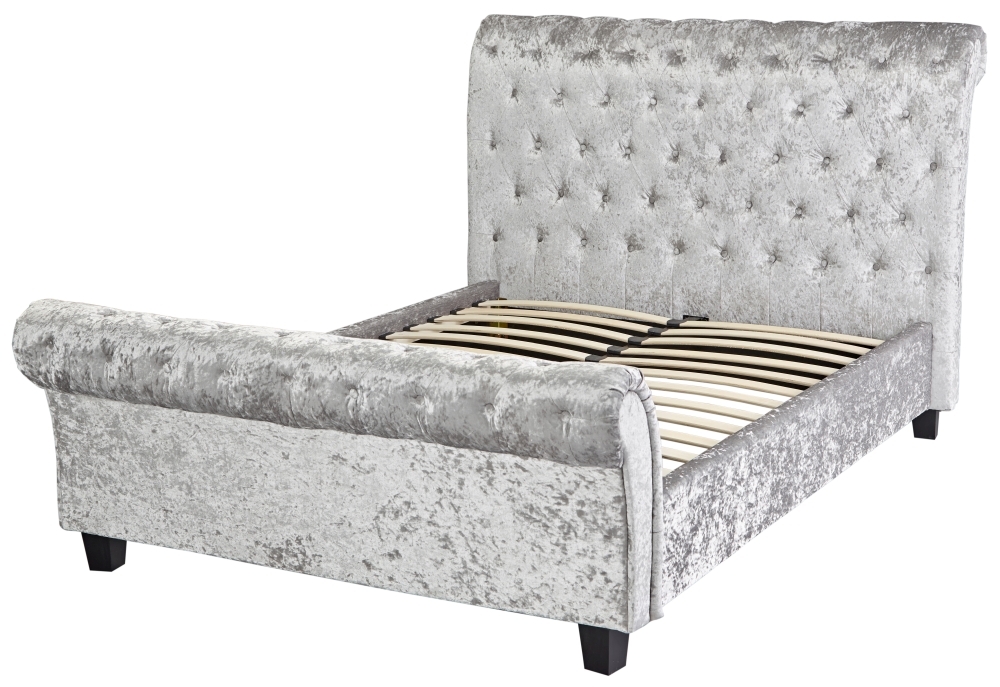 Product photograph of Isabella Silver Chesterfield Style 4ft 6in Double Bed from Choice Furniture Superstore.