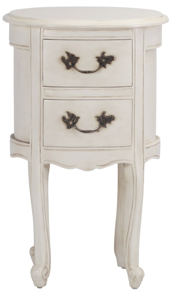 Product photograph of Corley French Style Ivory Oval Bedside Table from Choice Furniture Superstore.